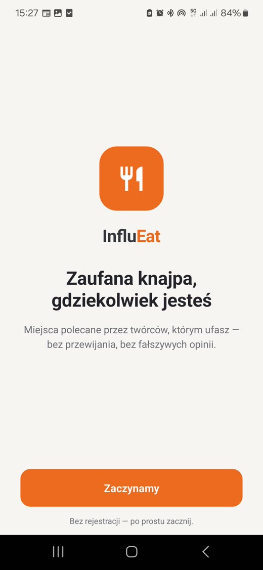 Ekran startowy InfluEat
